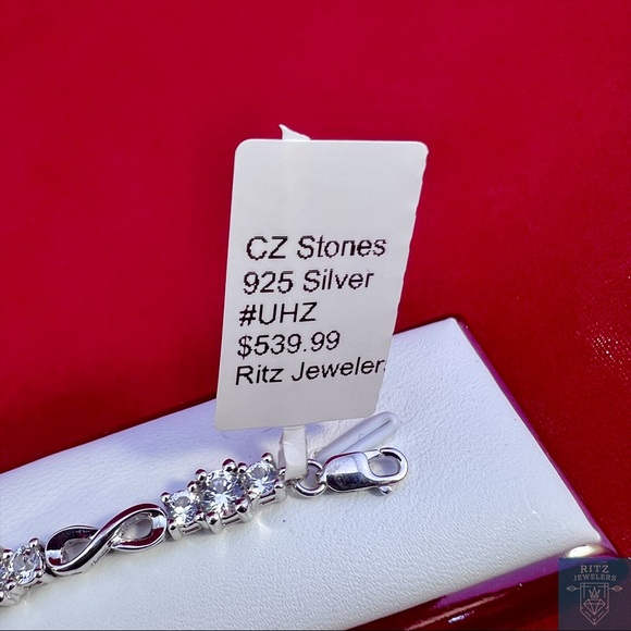 Sterling Silver Bracelet With Cubic Zirconia - Picture 5 of 5